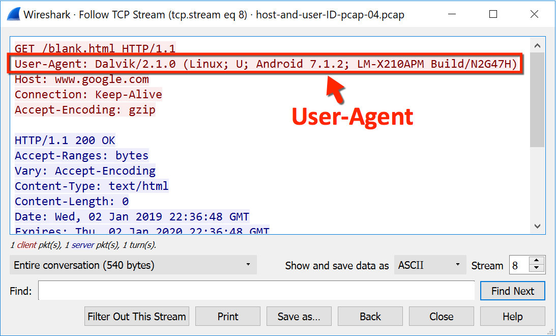図10：Google Chromeを使用しているAndroidホストのUser-Agent行