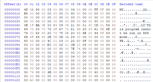 これは「base64エンコードされたデータ」と「base64デコードされダンプされたバイナリ」を表しています。これらは、njRATを監視し、ダウンローダーコンポーネントとその第2段階のマルウェアとの関係を追跡する一環として収集した情報の一部です。 