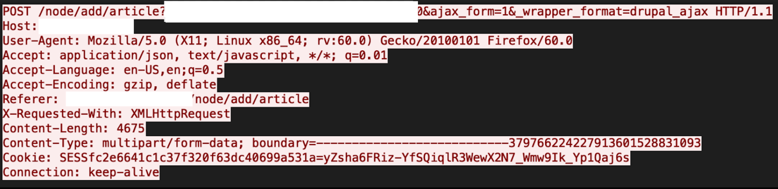Drupalの二重拡張子の脆弱性が悪用された場合の結果のコードビューを示す画像