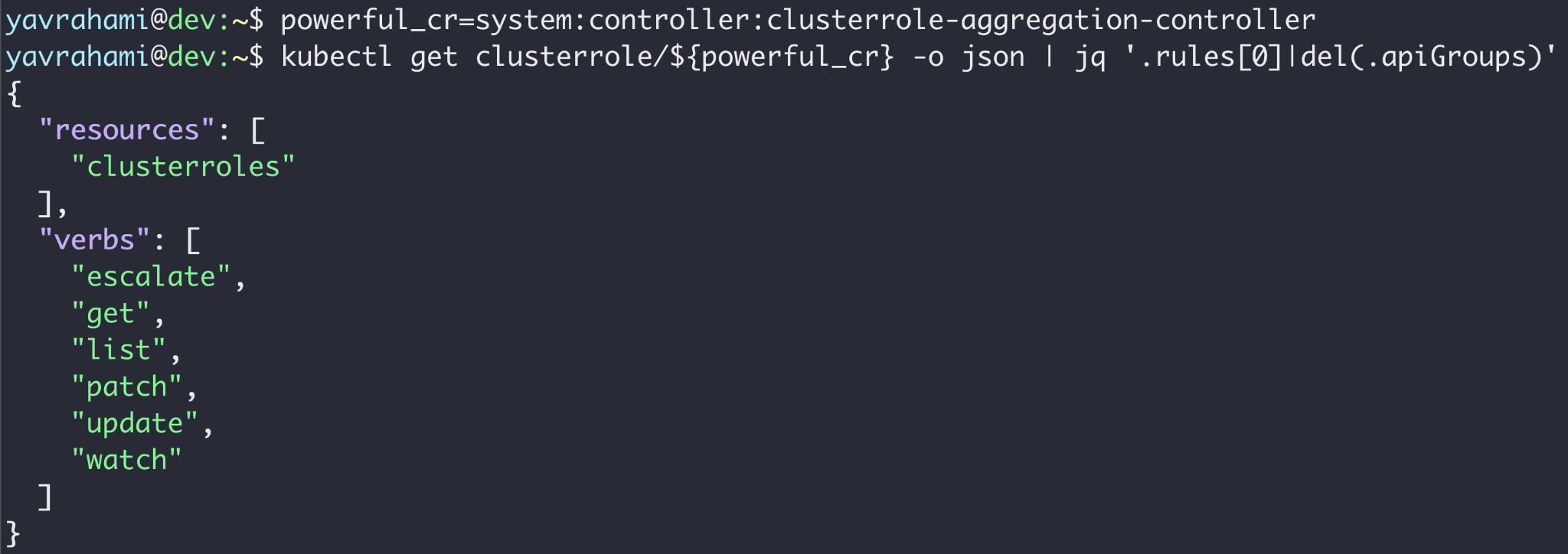 clusterrole-aggregation-controllerサービスアカウントはクラスタロールを昇格できる