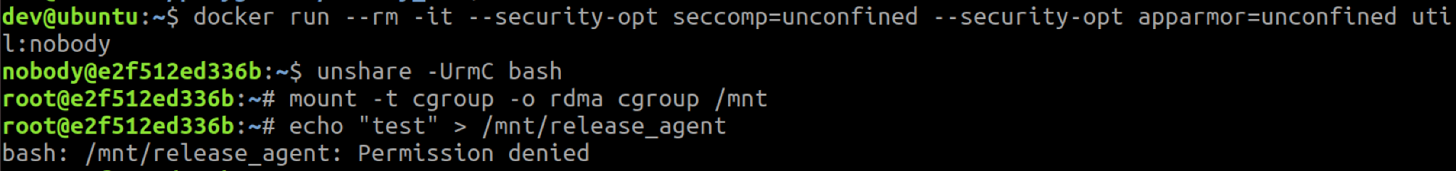 非rootコンテナはリリースエージェントの設定に失敗