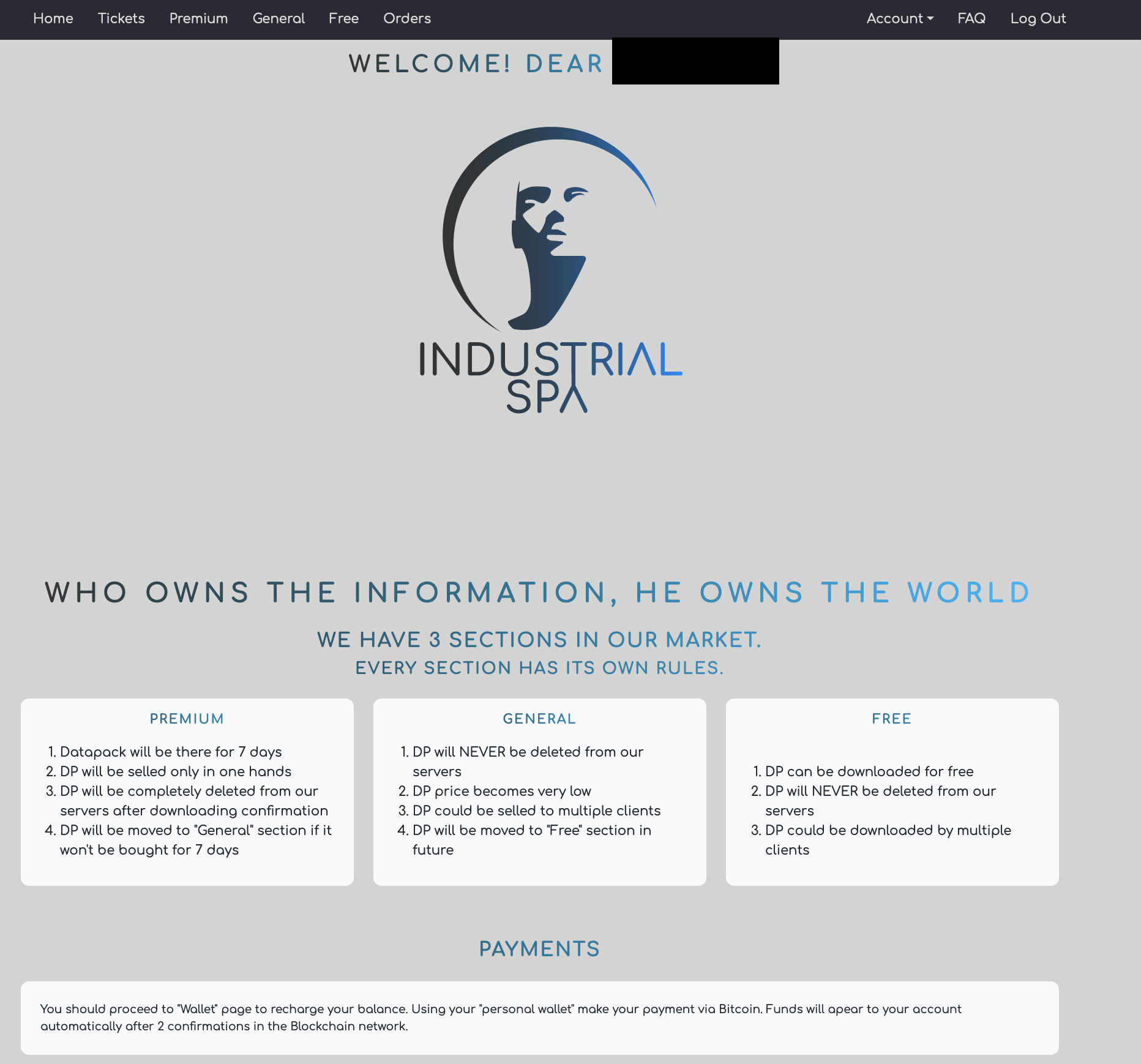 Industrial Spyのランディングページ 