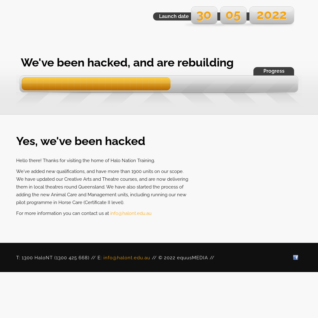 このスクリーンショットには、プログレスバーと発売日、タイトル「Yes we've been hacked...」が表示されている
