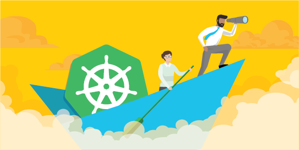 A pictorial representation of RBAC-based privilege escalation. Illustrated figures pilot a boat carrying the image of an anchor on a green shield.