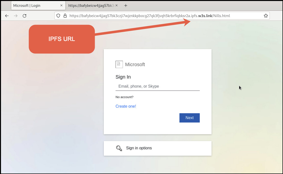 画像11はMicrosoftのログイン ページを模したフィッシング ページのスクリーンショットです。Microsoftの通常のログイン フォームのフィールドに似せたページが表示され、ユーザーにサイン インを要求します。