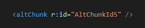 画像 2 は、word document.XML のスクリーンショットのスニペットです。この ID は AltChunkId5 です。